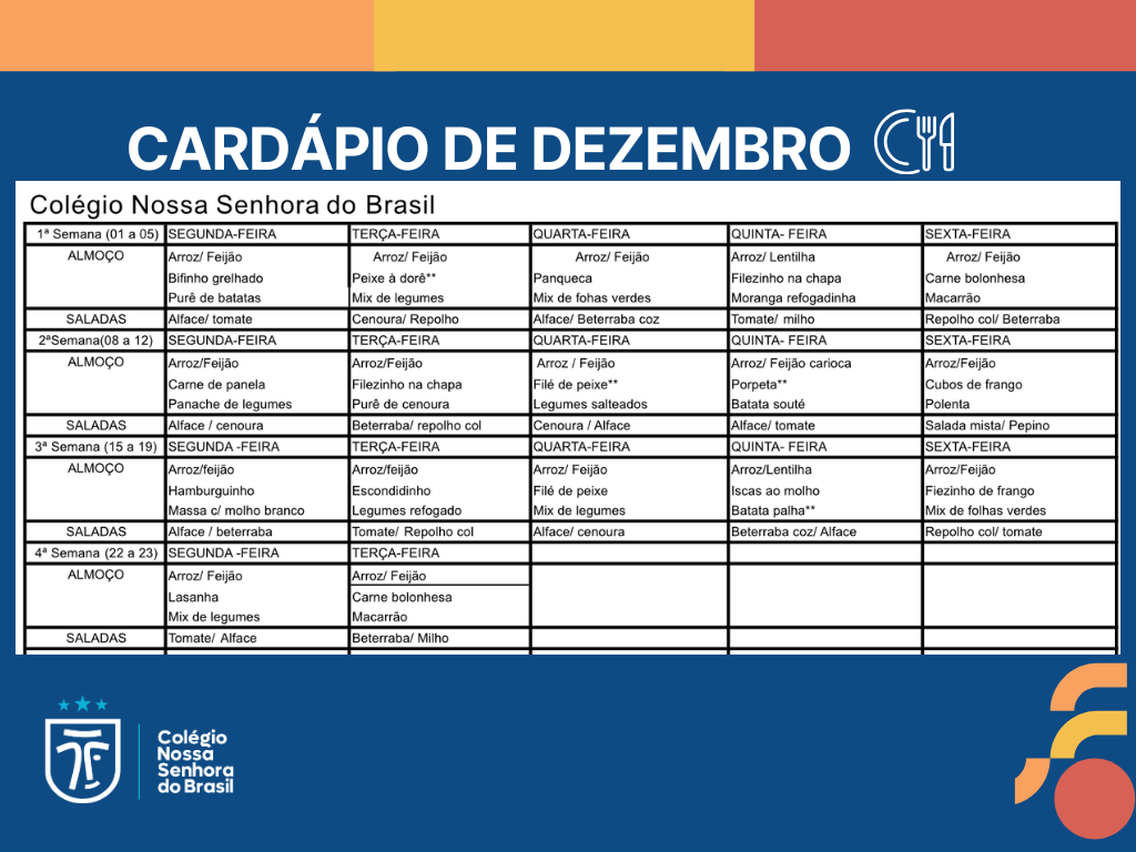Cardápio de Dezembro 2025
